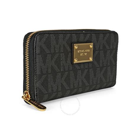 michael kors black and white striped wallet|michael kors black zipper wallet.